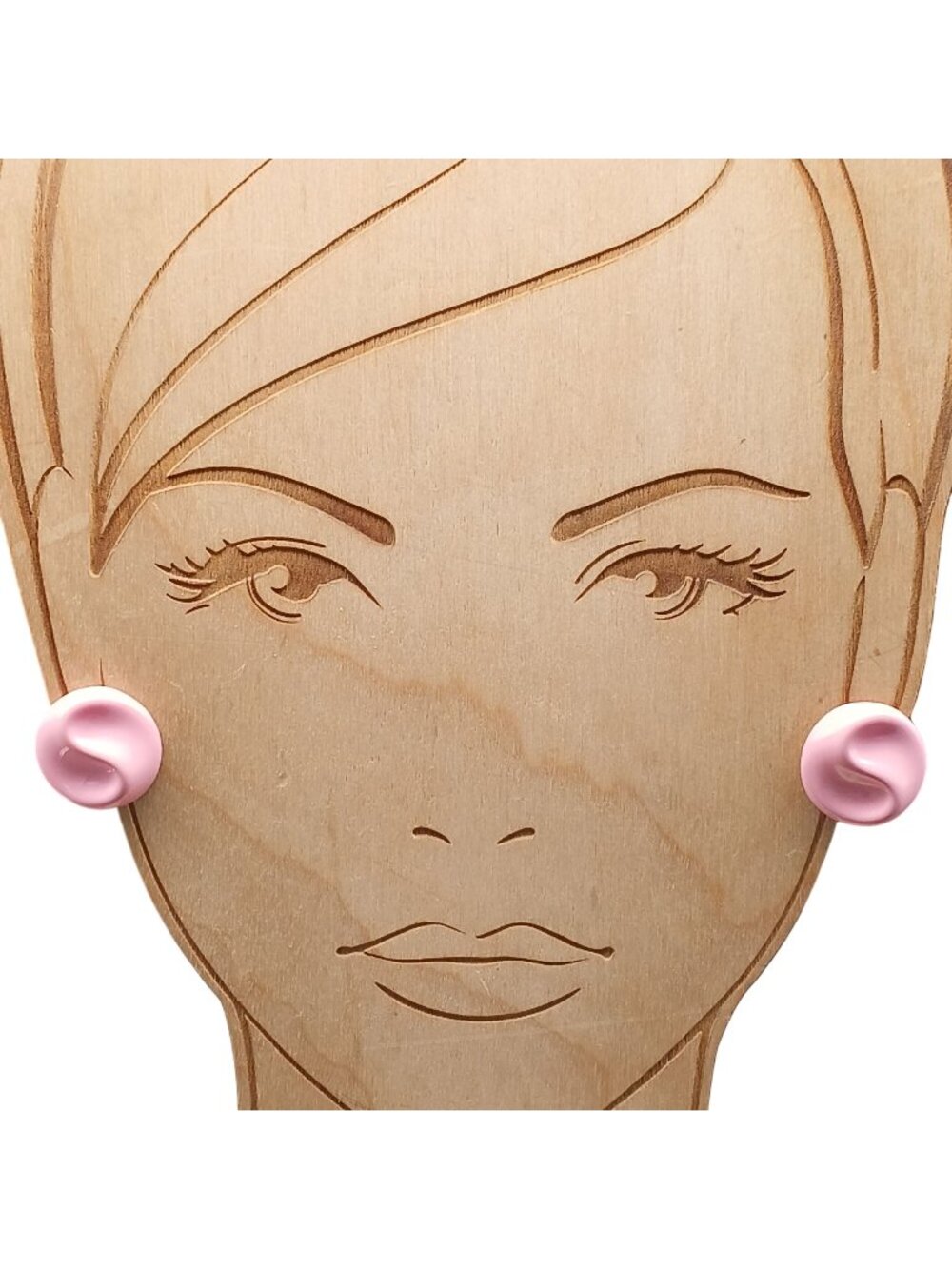 Vintage Pink Swirl Stud Earrings Lightweight Retro Plastic